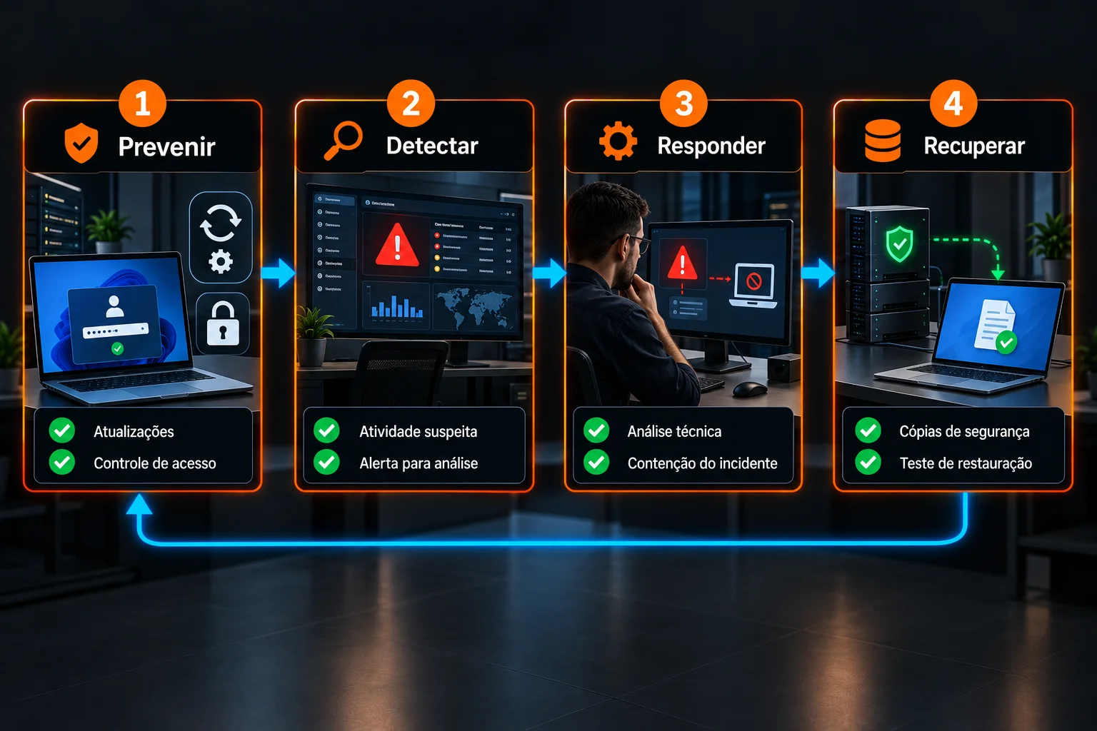 Prevenção, detecção, resposta e recuperação