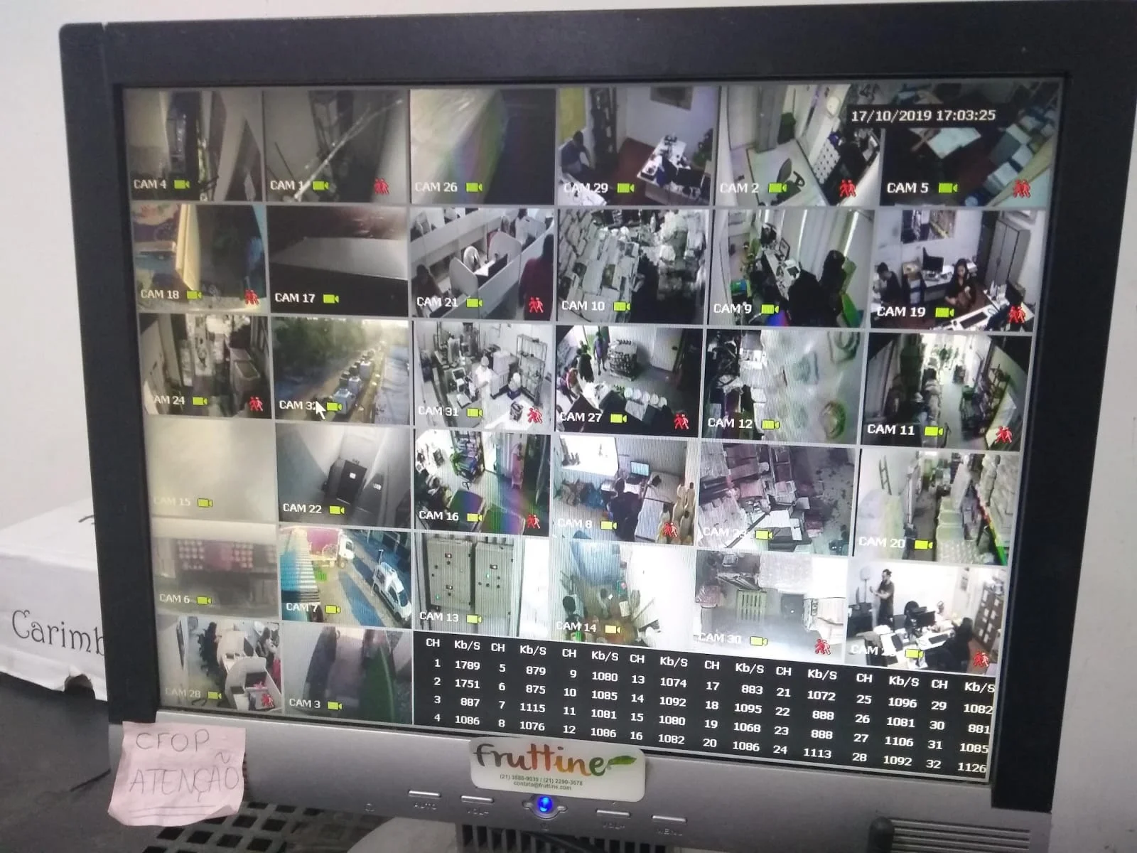 Implantação de sistema de CFTV com 32 câmeras na Fruttine Polpas de Frutas, com visualização centralizada para acompanhar diferentes áreas da empresa.